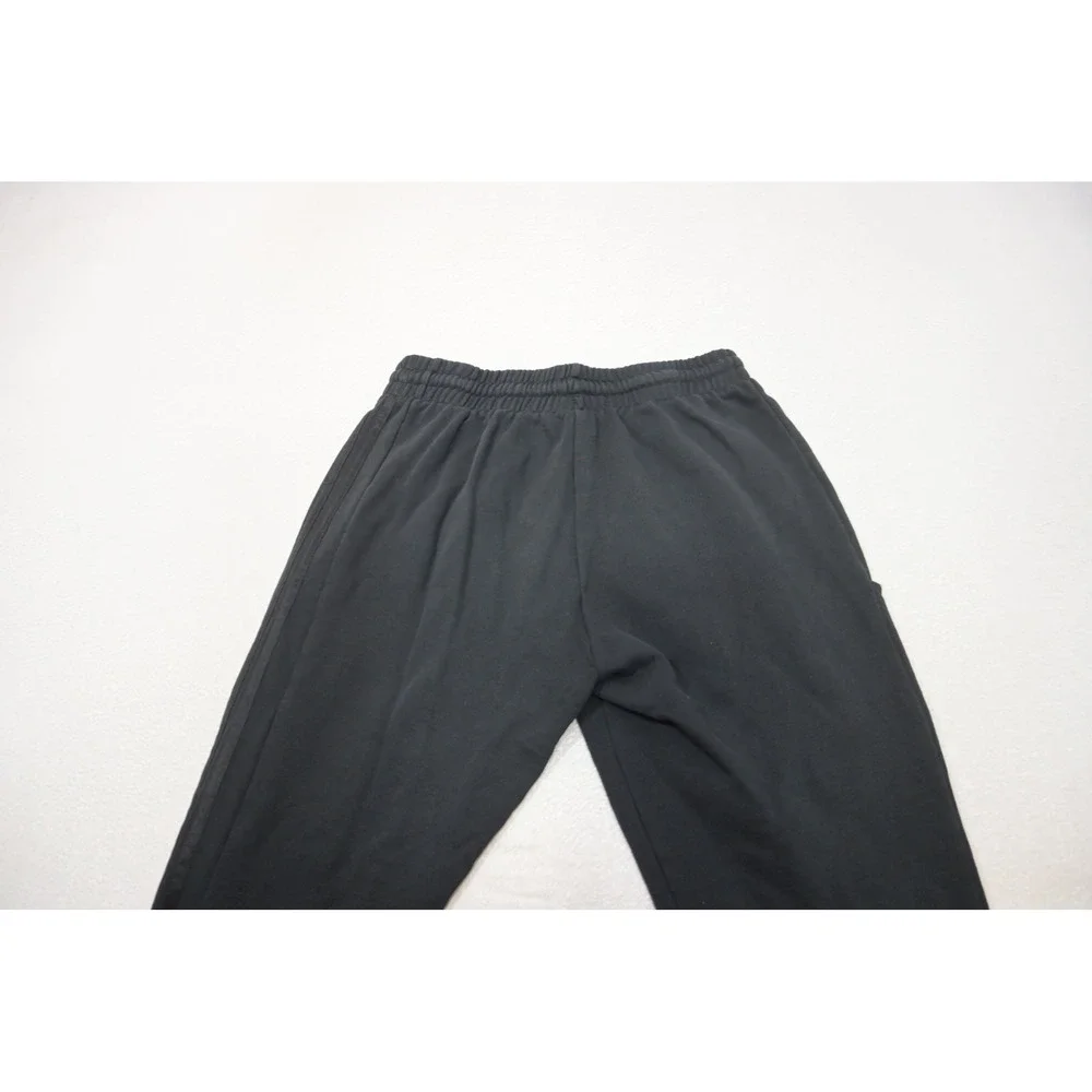 Adidas Joggers Mens Medium Black 3-Stripe Tapered Cuffed Sweatpants‎ Excellent